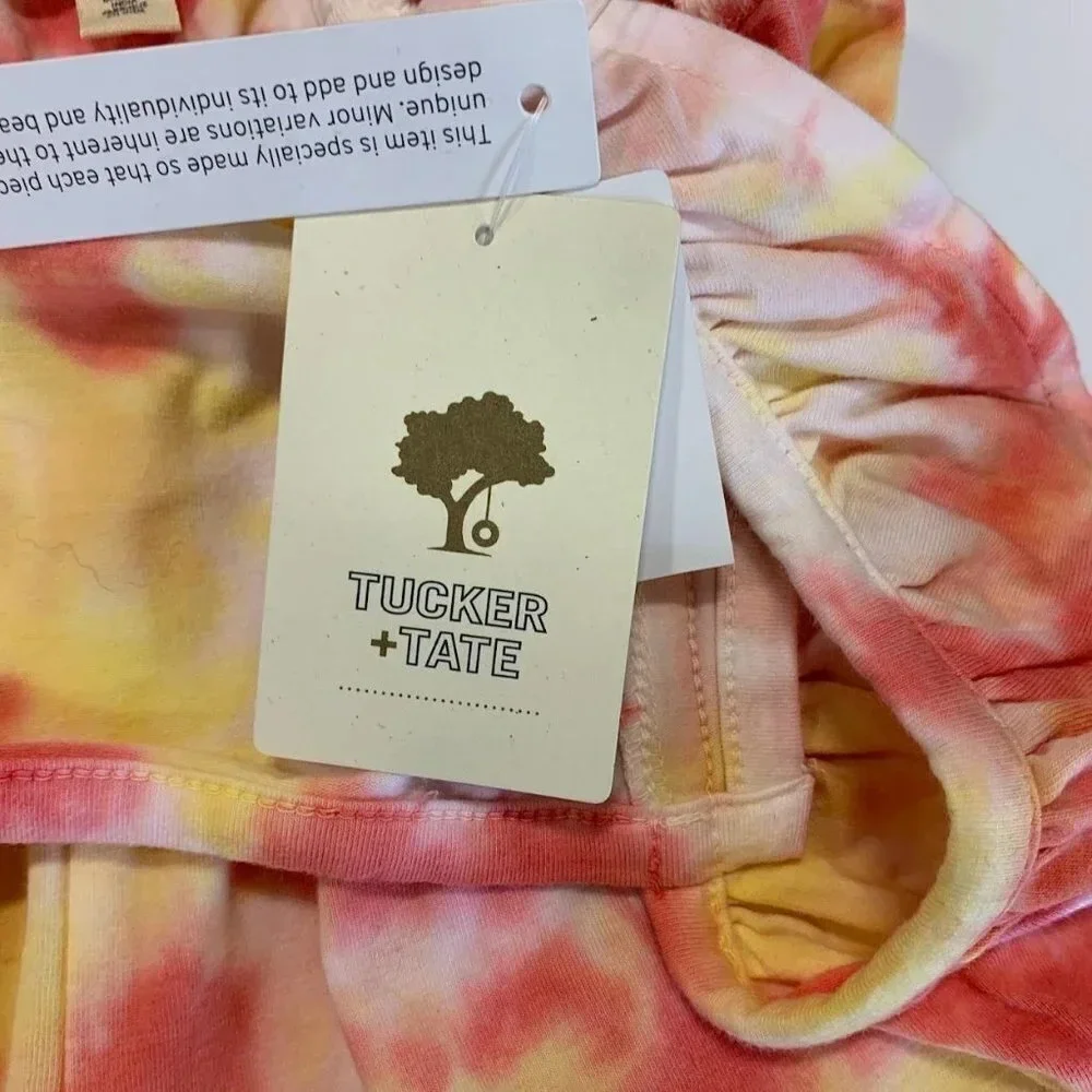 Tucker + Tate Kids' Tie Dye Romper In‎ Pink- Yellow Tie Dye Size 6 NWT